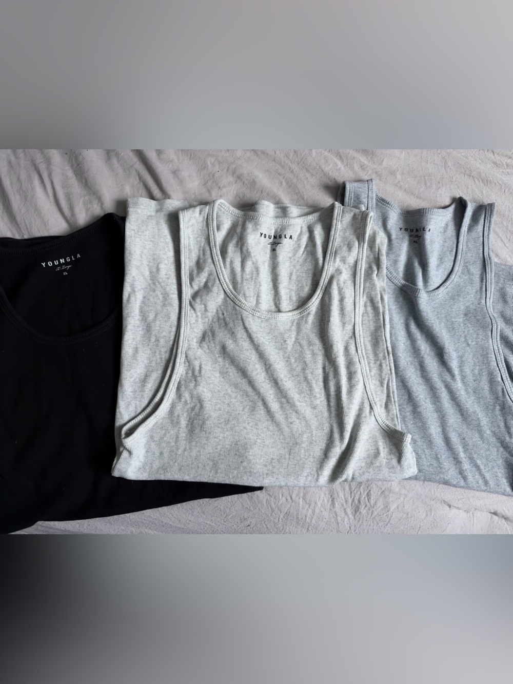 YoungLA 3 piece Tank Top Set - Black, Light Gray, Heather Gray